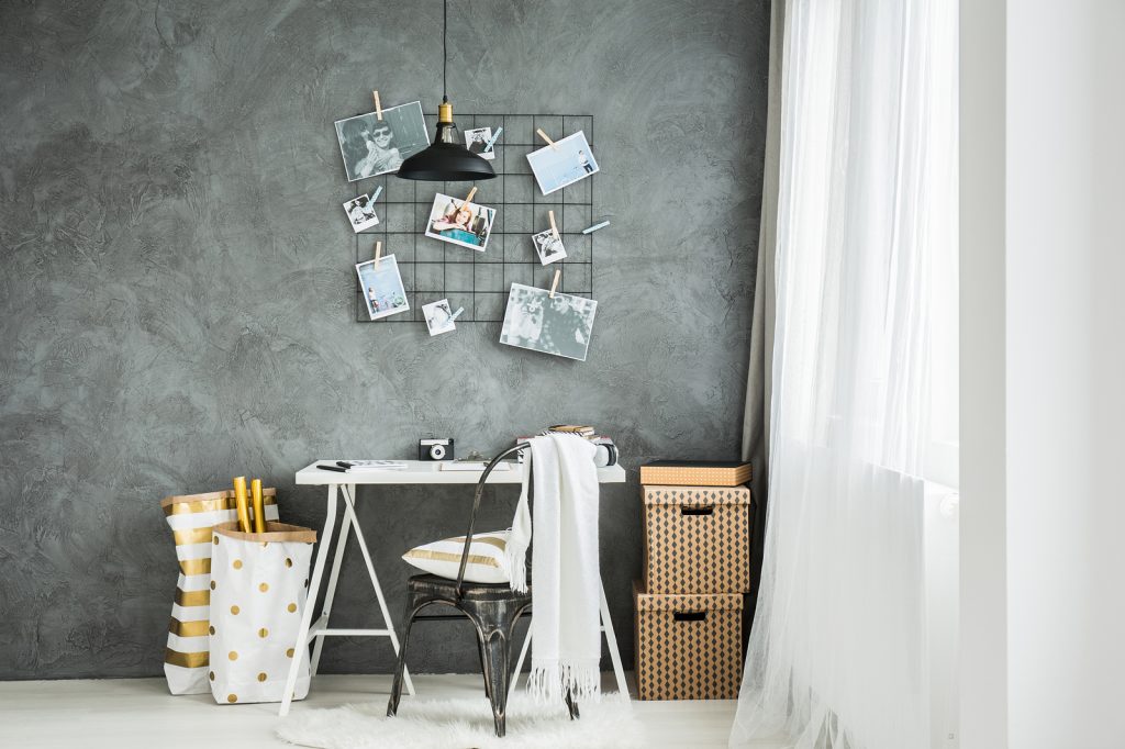 Simple up-to-date design of space for work in loft
